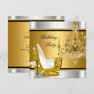 Eleganter Glitter Gold Silber Glamour Kronleuchter Einladung