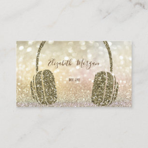 Eleganter Glitter Kopfhörer DJ Bokeh Visitenkarte