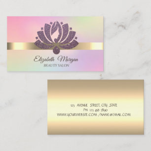 Eleganter Glitter-Lotusblumen-Make-up-Holografisch Visitenkarte