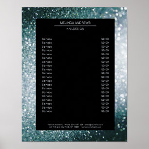 Eleganter Glitter Silberblauer Preisschild Poster