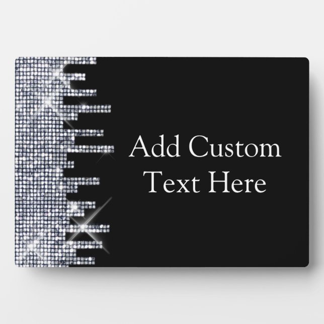 Eleganter Glittery Black/Silver Glamour Fotoplatte (Vorderseite)