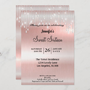 Eleganter Glitzer 16 . Geburtstag Einladung