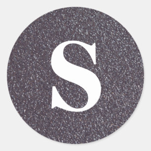 Eleganter Glitzer Black Monogram Umschlag Aufklebe Runder Aufkleber