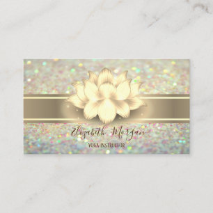 Eleganter Glitzer Bokeh, Gold Stripe Yoga Lotus Visitenkarte