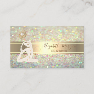 Eleganter Glitzer Bokeh,Gold Stripe Yoga Silhouett Visitenkarte