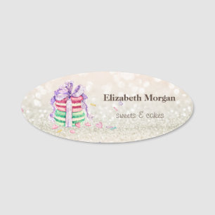 Eleganter Glitzer Bokeh Macarons Namensschild