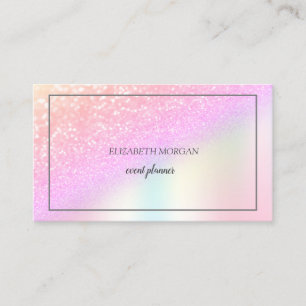 Eleganter Glitzer Bokeh Ombre, Frame Holographic Visitenkarte