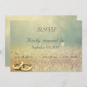 Eleganter Glitzer, Bokeh, Rings Wedding RSVP Card Einladung