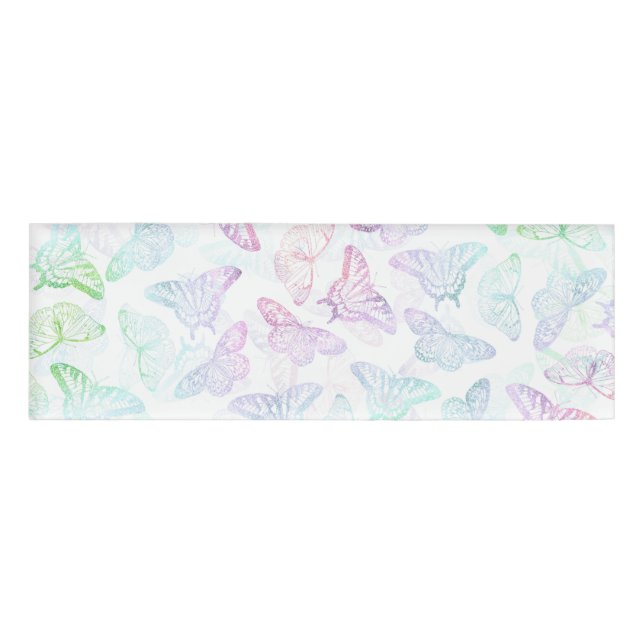 Eleganter Glitzer Butterfly Design Namenschild (Vorderseite)