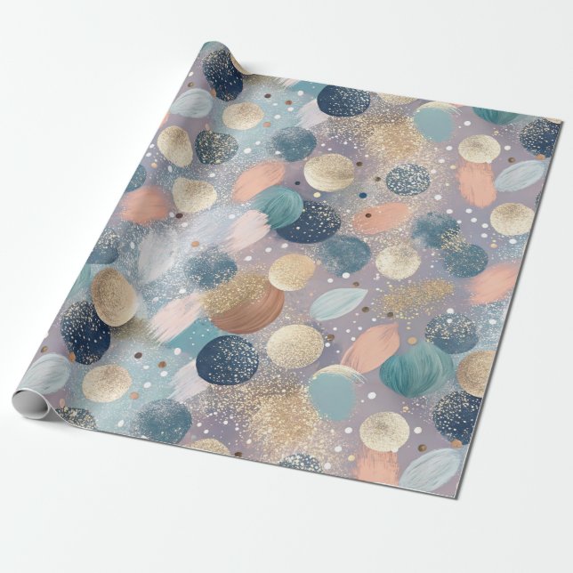 Eleganter Glitzer Dot & Brushstroke Abstrakt Geschenkpapier (Ungerollt)