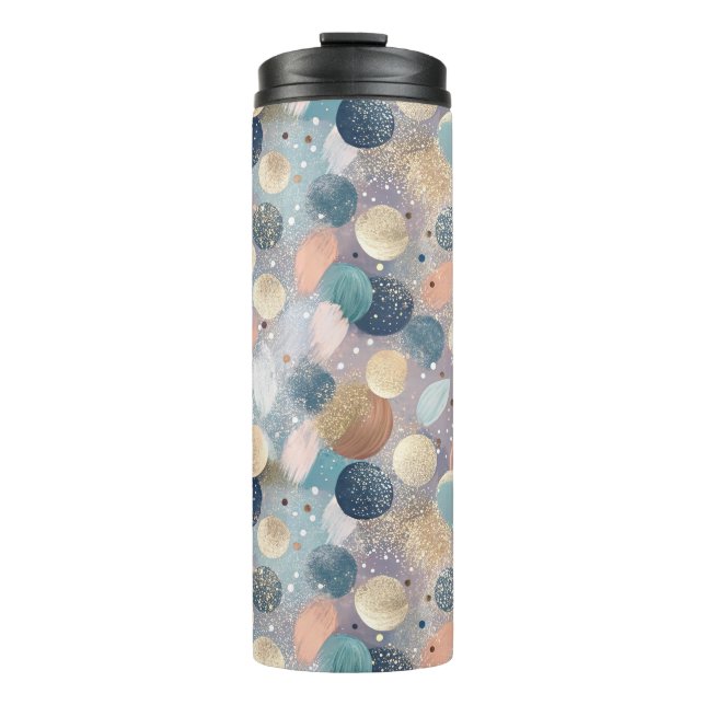 Eleganter Glitzer Dot & Brushstroke Abstrakt Thermosbecher (Vorderseite)
