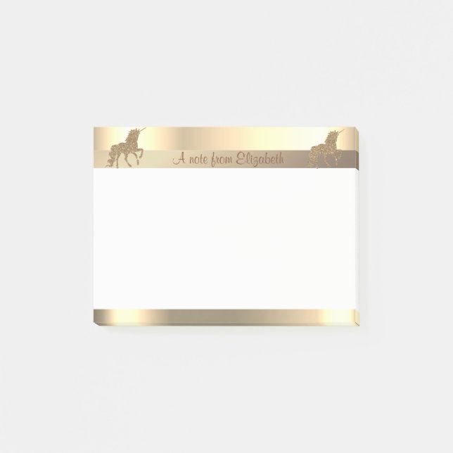 Eleganter Glitzer Einhorn, Streifen - Personalisie Post-it Klebezettel (Vorderseite)