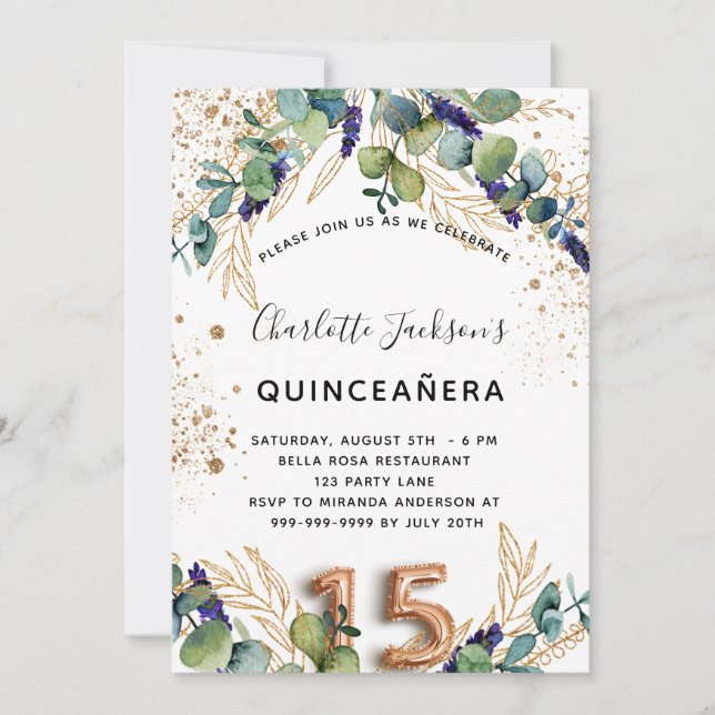 Eleganter Glitzer Einladung (Vorderseite)