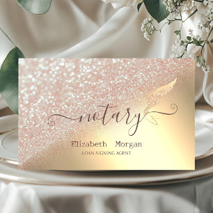 Eleganter Glitzer Feather Notary Bokeh Gold Visitenkarte