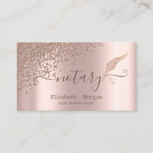 Eleganter Glitzer Feather Notary Rose Visitenkarte