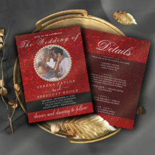 Eleganter Glitzer Foto Calligraphy Wedding Einladu Einladung