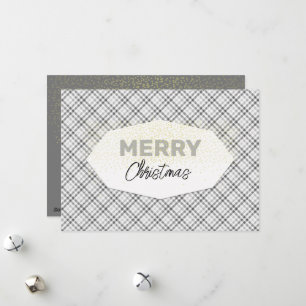 Eleganter Glitzer Frohe Weihnachten Tartan Gray Wh