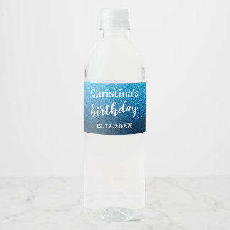 Eleganter Glitzer Geburtstagsparty Hochzeiten Wasserflaschenetikett