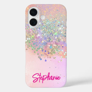 Eleganter Glitzer Girly Pink iPhone 16 Hülle