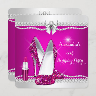 Eleganter Glitzer Glamour Rosa High Heels Lipstick Einladung