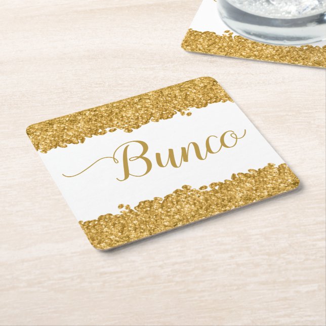 Eleganter Glitzer Gold Girly Bunco Party Napkins Rechteckiger Pappuntersetzer (angewinkelt)