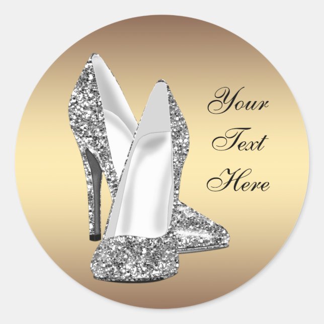 Eleganter Glitzer Gold High Heel Sticker (Vorderseite)