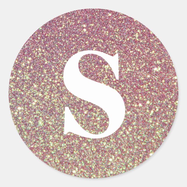 Eleganter Glitzer Gold Monogram Umschlag Aufkleber (Vorderseite)