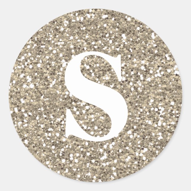 Eleganter Glitzer Gold Monogram Umschlag Aufkleber (Vorderseite)