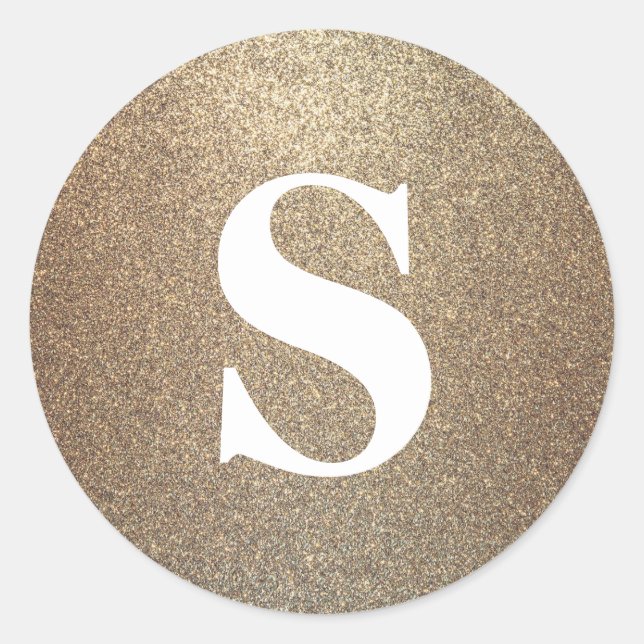 Eleganter Glitzer Gold Monogram Umschlag Aufkleber (Vorderseite)