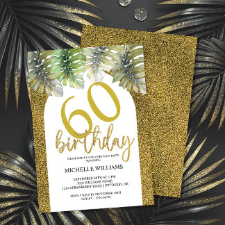 Eleganter Glitzer Gold Palm Calligraphy Einladung