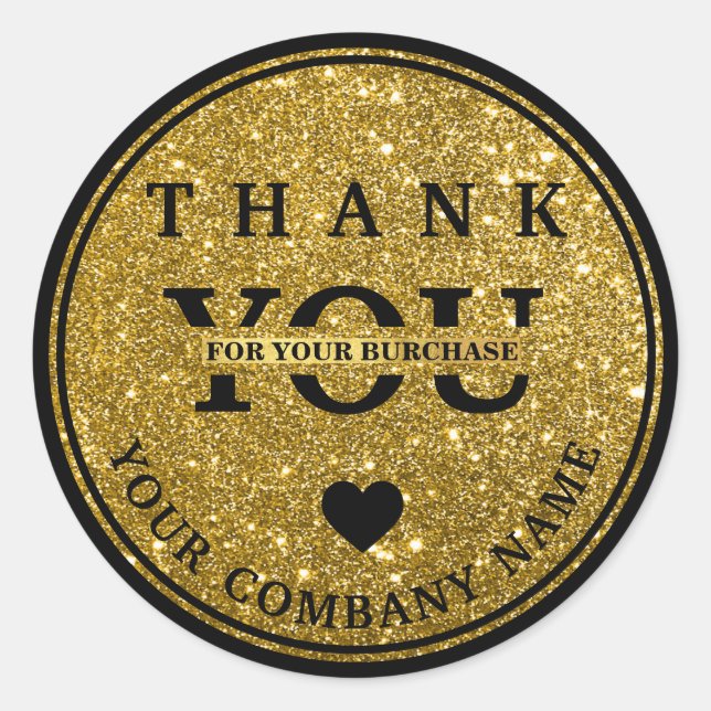 Eleganter Glitzer Gold Vielen Dank für Ihren Aufkl Runder Aufkleber (Vorderseite)