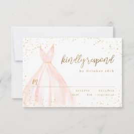 Eleganter Glitzer Goldkleid Quinceañera UAWG RSVP Karte