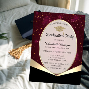 Eleganter Glitzer Grad Cap, Confetti Abschluss Einladung