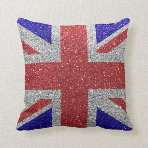 Eleganter Glitzer Großbritannien Brit Union Jack F Kissen