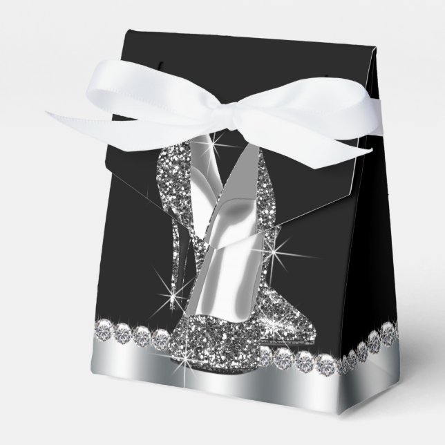 Eleganter Glitzer High Heel Shoe Geschenkschachtel (Vorderseite)