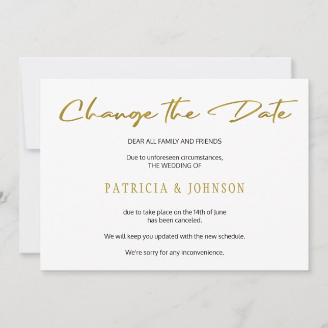 Eleganter Glitzer Hochzeit ändern das Datum Save The Date (Vorderseite)