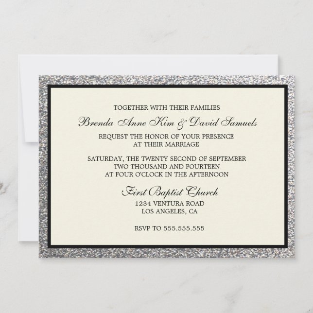 Eleganter Glitzer Hochzeit Einladung (Vorderseite)
