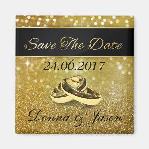 Eleganter Glitzer Hochzeitrennen speichern das Dat Magnet