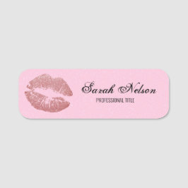 Eleganter Glitzer Lips Makeup Name Tag Namensschild