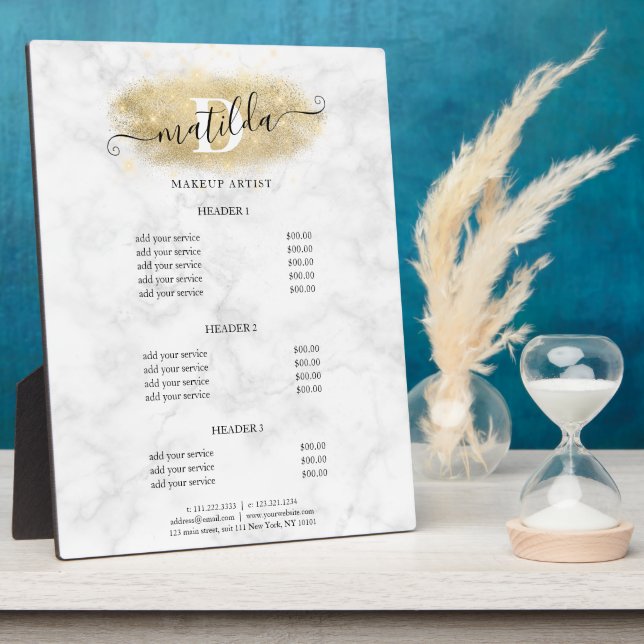 Eleganter Glitzer-Marmor-Makeup-Künstler Fotoplatte (Seite)