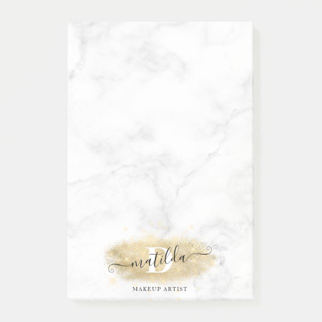 Eleganter Glitzer-Marmor-Makeup-Künstler Post-it Klebezettel (Vorderseite)
