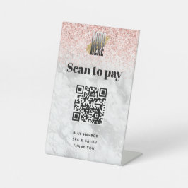 Eleganter Glitzer-Marmorscan zum Bezahlen von QR-C Sockelschild