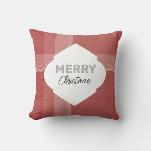 Eleganter Glitzer Merry Christmas Tartan Burgundy Kissen