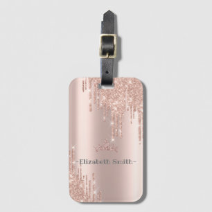 Eleganter Glitzer mit goldener Rose, königlich Gepäckanhänger