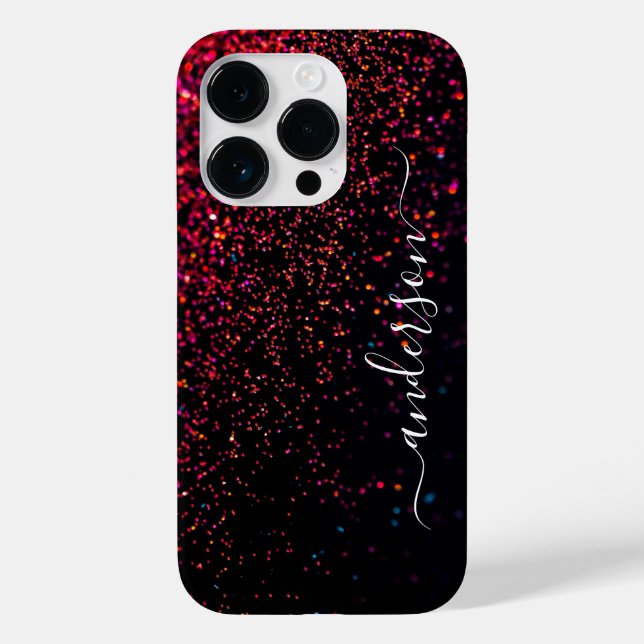 Eleganter Glitzer mit Monogramm Name Case-Mate iPhone Hülle (Rückseite)