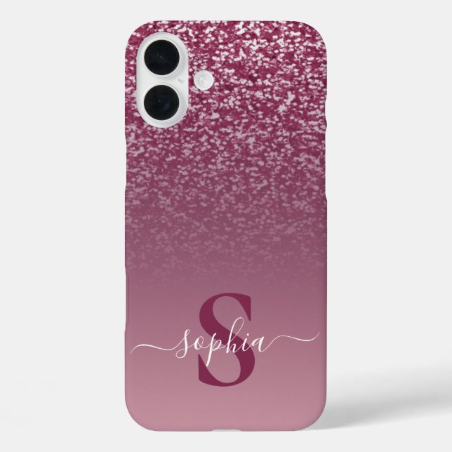 Eleganter Glitzer mit Monogramm Name Case-Mate iPhone Hülle (Rückseite)