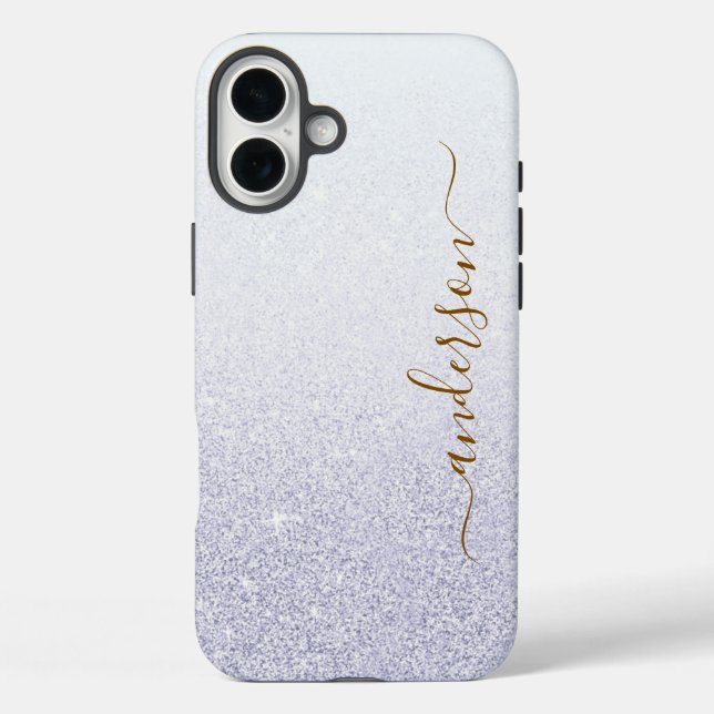 Eleganter Glitzer mit Monogramm Name Case-Mate iPhone Hülle (Rückseite)