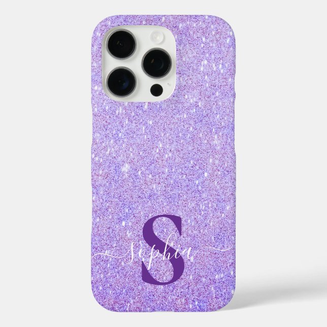 Eleganter Glitzer mit Monogramm Name Case-Mate iPhone Hülle (Rückseite)