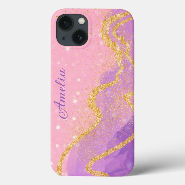 Eleganter Glitzer mit Monogramm Name Case-Mate iPhone Hülle (Rückseite)