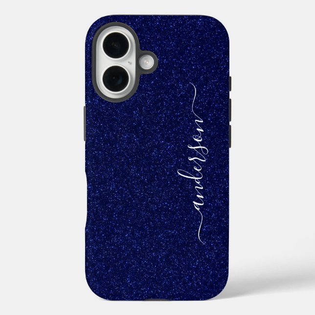 Eleganter Glitzer mit Monogramm Name Case-Mate iPhone Hülle (Rückseite)